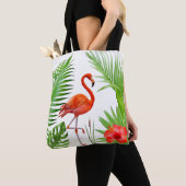 Blätter Red Flamingo, Hibiskus & Tropical Palm Tasche (Von Nahem)