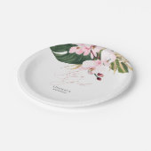 Blätter Rosa Orchideen Elegant Pappteller (Schrägansicht)