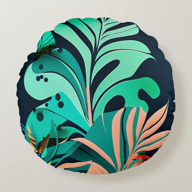 Blätter Rundes Kissen (Vorderseite)