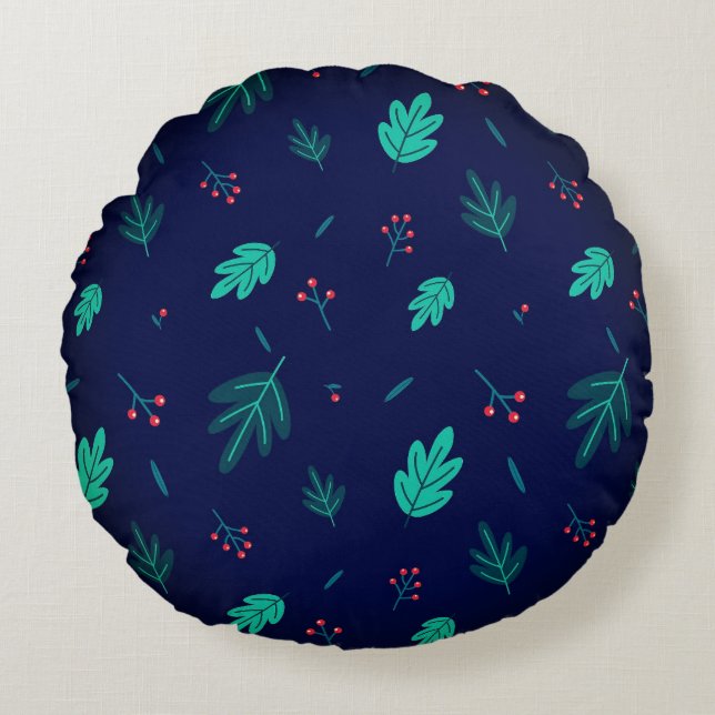 Blätter Rundes Kissen (Vorderseite)