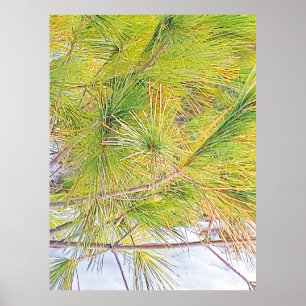 Blätter Schnee und Pine Tree. Jetzt kaufen Poster