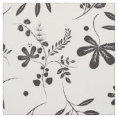 Blätter Schwarz auf weißem Blumengewebe Stoff (Muster)