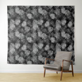 BLÄTTER SEAMLESS PATTER SCHWARZ UND WEISS WANDTEPPICH (Beispiel (Horizontal))