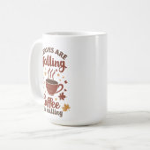 Blätter sinkender Kaffee im Herbst Kaffeetasse (Vorderseite Links)