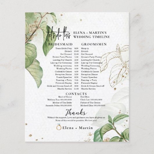 Blätter + Skripttext Hochzeitstag (Rückseite)