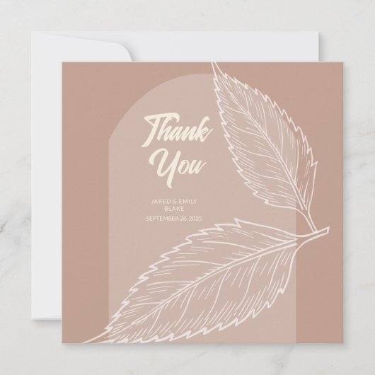 Blätter Soft Mocha Wedding Danke Cards (Vorderseite)