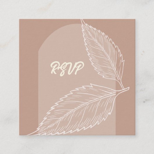 Blätter Soft Mocha Wedding QR Enclosure Card Begleitkarte (Vorderseite)