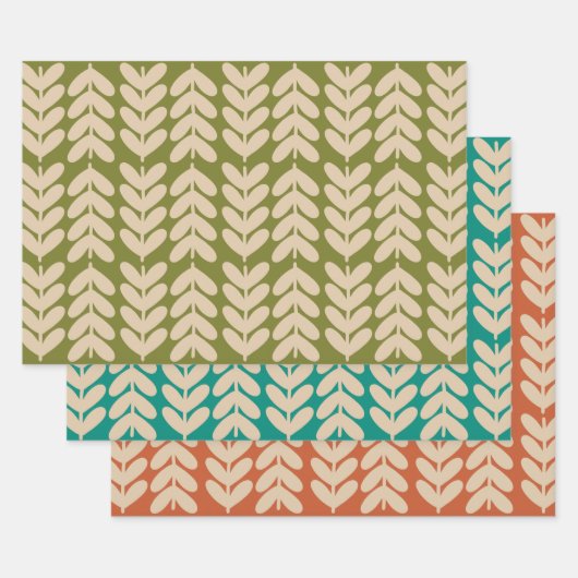 Blätter & Stiele Skandinavisches Muster Trio (Set)