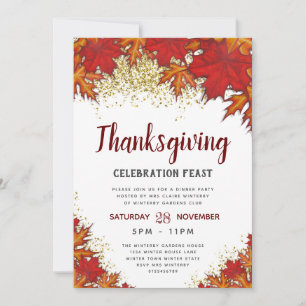 Blätter Thanksgiving-Dinnerparty Einladung