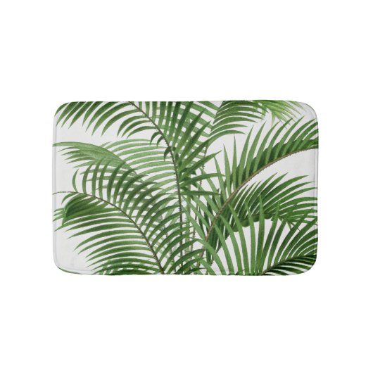 Blätter Tropical Greenery Watercolor Palm Tree Badematte (Vorderseite)
