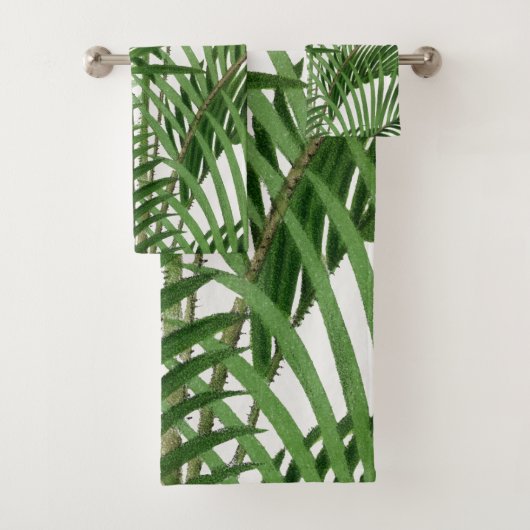 Blätter Tropical Greenery Watercolor Palm Tree Badhandtuch Set (Insitu)