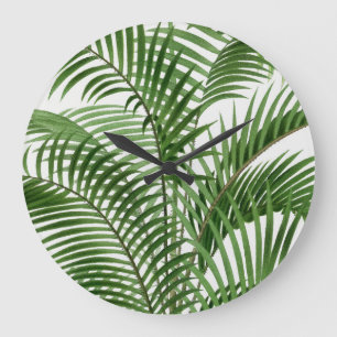 Blätter Tropical Greenery Watercolor Palm Tree Große Wanduhr