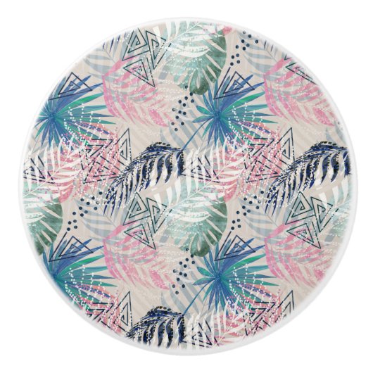 Blätter, tropisch, botanisch, Blätter, Dschungel, Keramikknauf (Vorderseite)