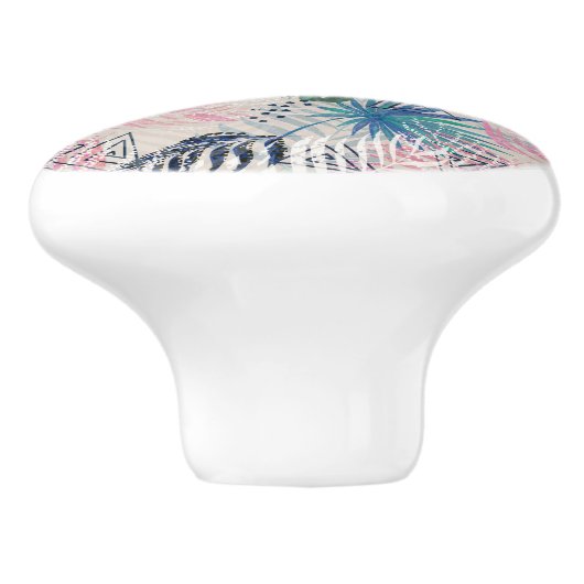 Blätter, tropisch, botanisch, Blätter, Dschungel, Keramikknauf (Seitenansicht)