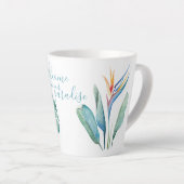 Blätter "Tropischer Bird of Paradise Green Palm" Milchtasse (Rechte Ecke)