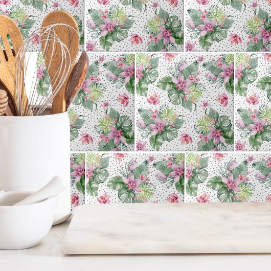 Blätter tropisches Muster Fliese