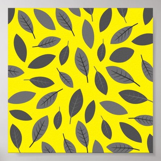 Blätter über Gelb Poster (Vorne)