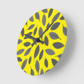 Blätter über Gelb Runde Wanduhr (Winkel)