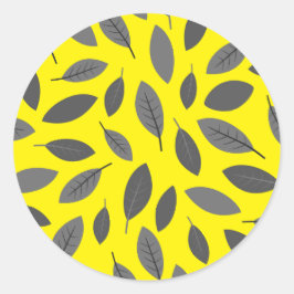 Blätter über Gelb Runder Aufkleber