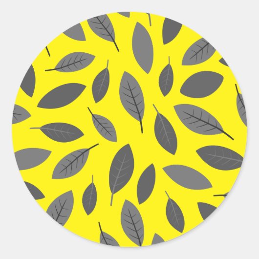 Blätter über Gelb Runder Aufkleber (Vorderseite)