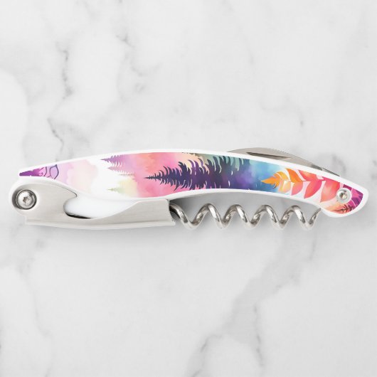 Blätter und Bäume Aquarellwald Kellnermesser (Vorderseite)