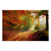 Blätter und Bäume im Herbst, die die schmutzige St Poster (Vorderseite)