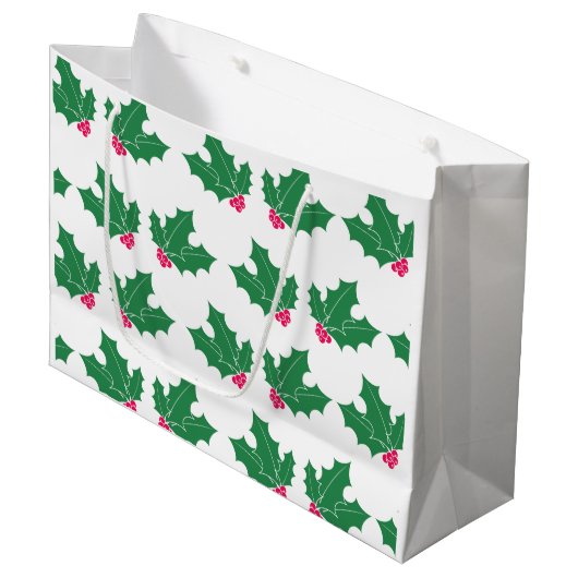 Blätter und Beeren gemustert Große Geschenktüte (Vorderseite Schrägansicht)