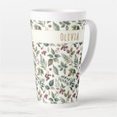 Blätter und Beeren Rustikal Winter Personalisiert Milchtasse (Rechte Ecke)
