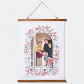 Blätter und Beeren staubblaues Foto Wandteppich Mit Holzrahmen (Vorderseite)