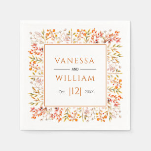Blätter und Beeren verbrannte orange Hochzeit im H Serviette