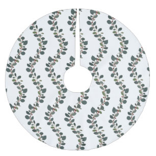 Blätter und Berries besprühen Weihnachtsfeiertag Polyester Weihnachtsbaumdecke