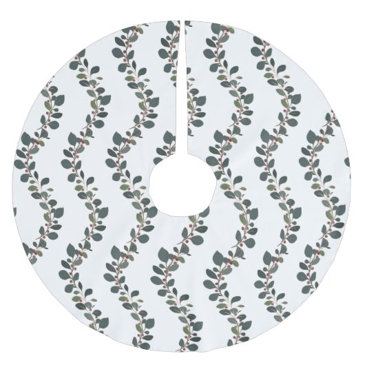 Blätter und Berries besprühen Weihnachtsfeiertag Polyester Weihnachtsbaumdecke (Vorderseite)