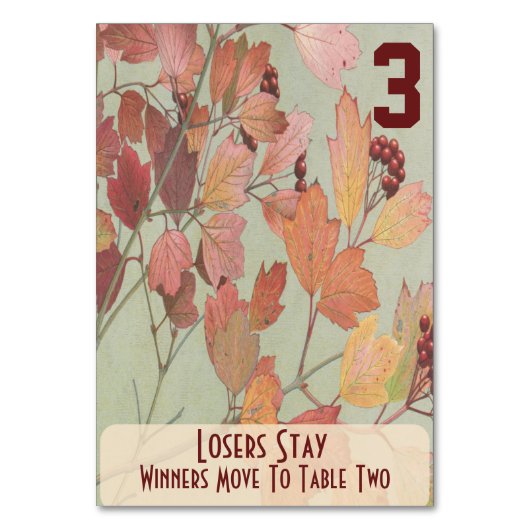 Blätter und Berries Bunco #3 Tischnummer (Vorderseite)