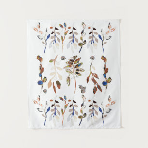 Blätter und Berries Elegante Blumen Wandteppich