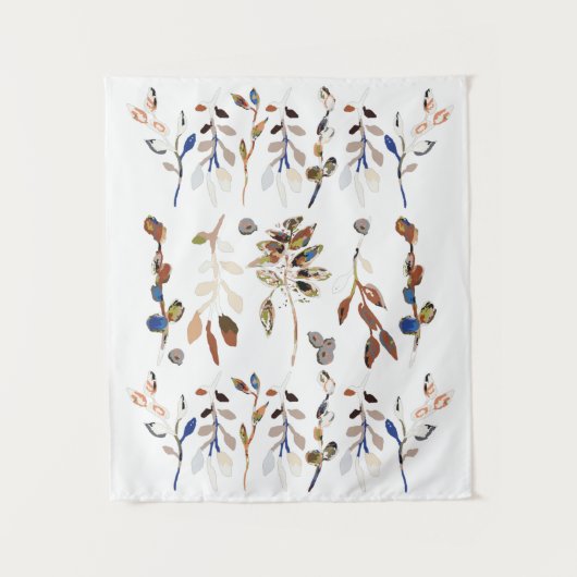 Blätter und Berries Elegante Blumen Wandteppich (Vorderseite)