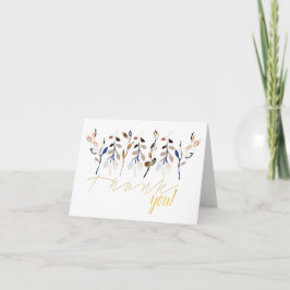 Blätter und Berries Elegante Wasserfarben Dankeskarte