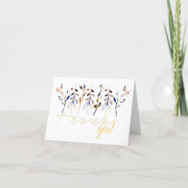 Blätter und Berries Elegante Wasserfarben Dankeskarte