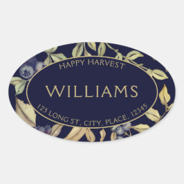 Blätter und Berries vom Herbst, individuell einste Ovaler Aufkleber