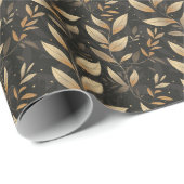 Blätter und Bio Formen in Erdtönen Geschenkpapier (Rolleneckpunkt)