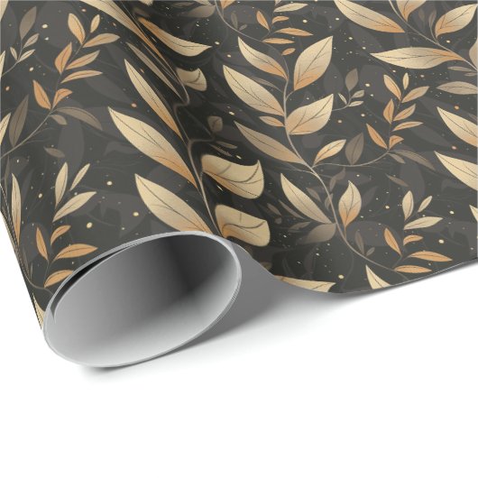 Blätter und Bio Formen in Erdtönen Geschenkpapier (Rolleneckpunkt)