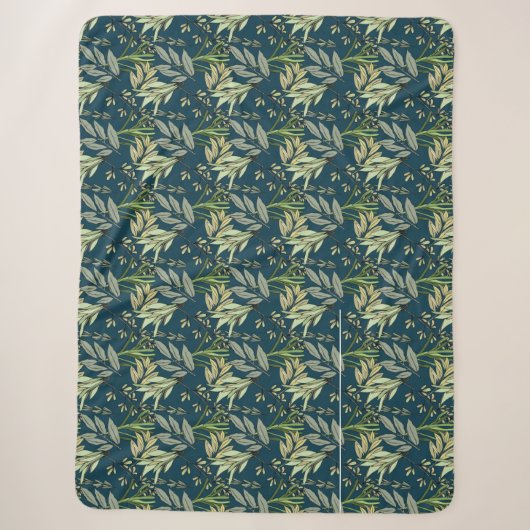 Blätter und Blume - Blue Background Sherpadecke (Vorderseite)