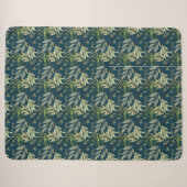 Blätter und Blume - Blue Background Sherpadecke (Vorderseite (Horizontal))