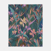 Blätter und Blume des tropischen Dschungels mit fa Fleecedecke (Vorderseite)