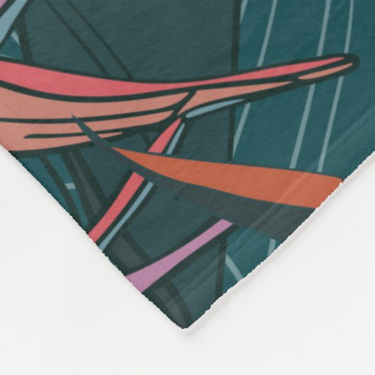 Blätter und Blume des tropischen Dschungels mit fa Fleecedecke (Ecke)