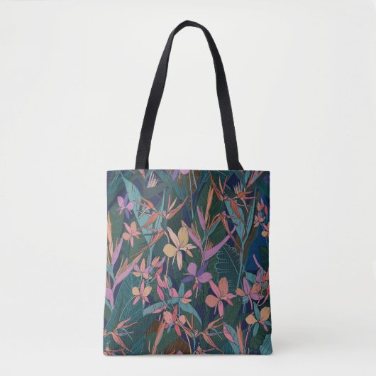 Blätter und Blume des tropischen Dschungels mit fa Tasche (Vorderseite)