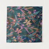 Blätter und Blume des tropischen Dschungels mit fa Wandteppich (Vorderseite (Horizontal))