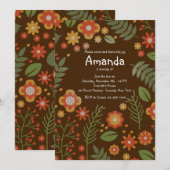 Blätter und Blume Einladung (Vorne/Hinten)