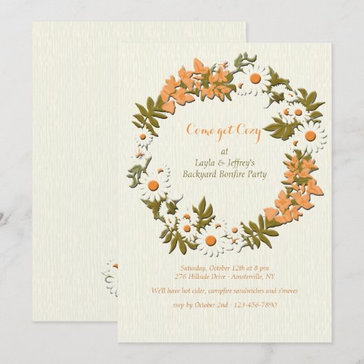 Blätter und Blume Einladung (Vorne/Hinten)