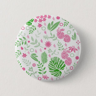 Blätter und Blume grün und rosa Button