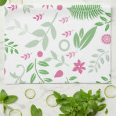 Blätter und Blume grün und rosa Geschirrtuch (Gefaltet)